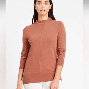 Banana Republic Italian Wool cashmere-Blend mock neck Sweater Tunic brown XS